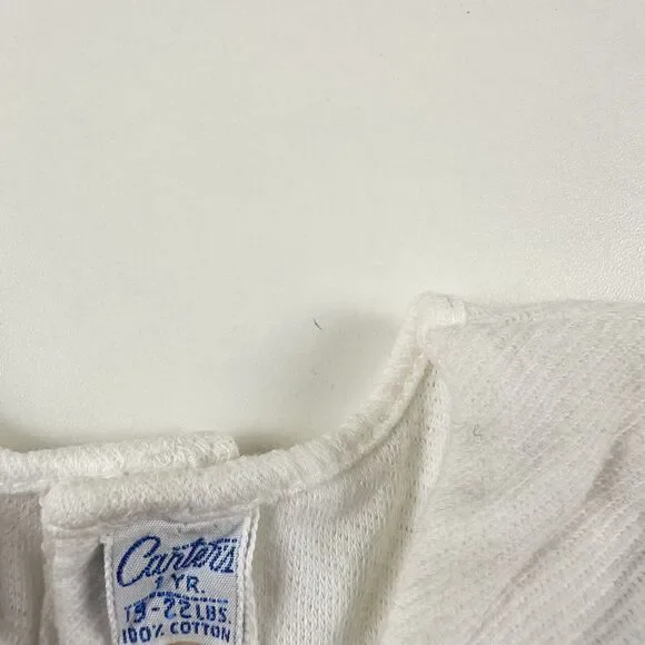 Carters Vintage Baby One Year Snap Shirt White Embroidered Girl Danish Clog Boat - Picture 3 of 7